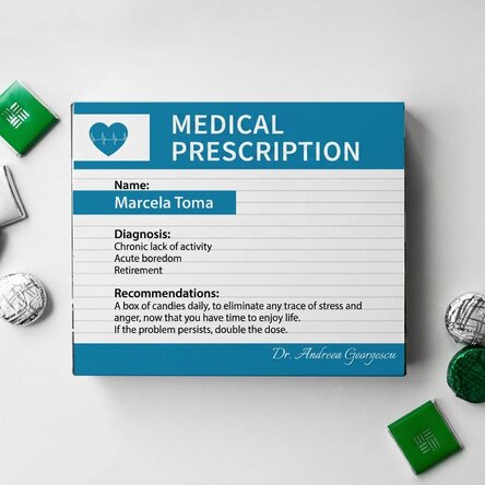 Spersonalizowane pudełko cukierków z napisem – Recepta lekarska