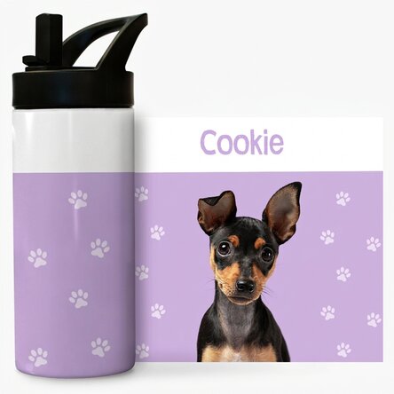 Thermos with handle and straw personalised with text - Your pet