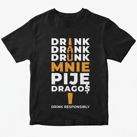 Bawełniana koszulka z nadrukiem – Drink, drank, drunk