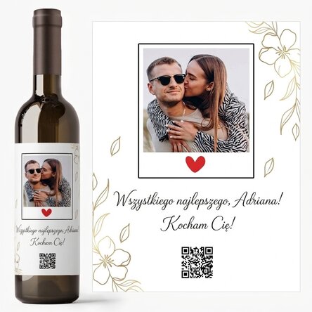 Wino z indywidualnym nadrukiem: zdjęcie, tekst i kod QR – Urodziny