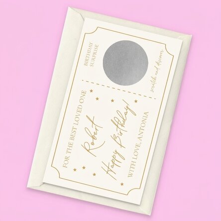 Personalised scratch card with text - Ticket