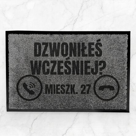 Spersonalizowana wycieraczka do wnętrz z napisem – Zadzwoniłeś wcześniej?