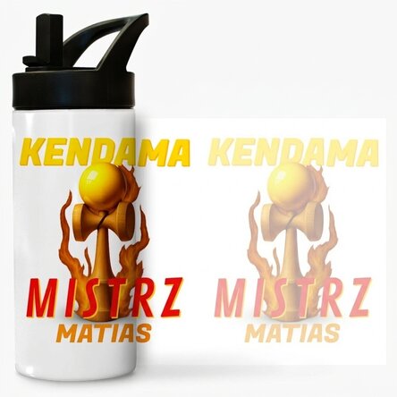 Termos z uchwytem i słomką, spersonalizowany imieniem dla dzieci – Kendama Master