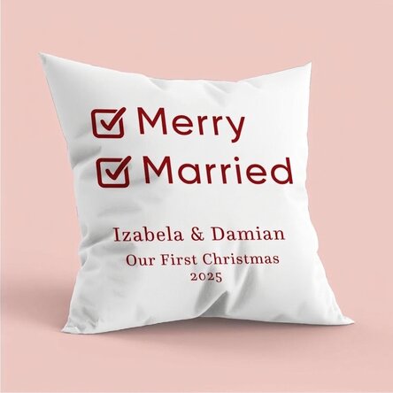 Personalised cushion with message - Our First Christmas