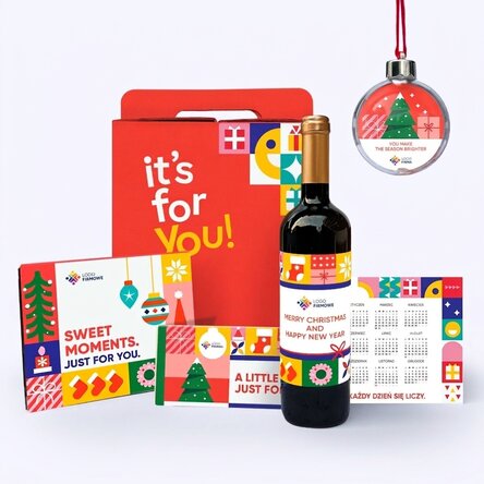 Pudełko upominkowe – „Christmas Joy” z produktami spersonalizowanymi Twoim logo