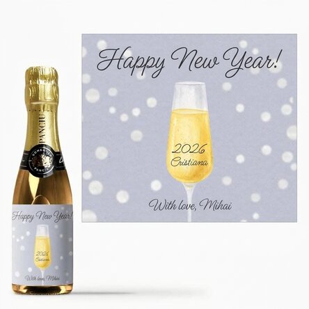 Mała buteleczka wina musującego z indywidualnym napisem – Champagne Glass