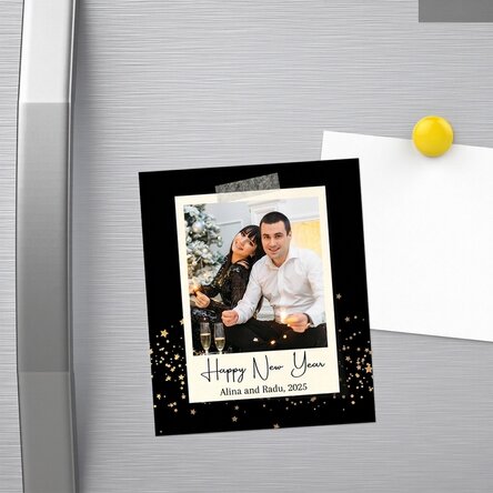 10x12 cm magnet personalised with a photo and message - Happy New Year