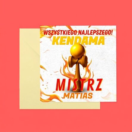 Spersonalizowana kwadratowa karta z napisem – Kendama Master
