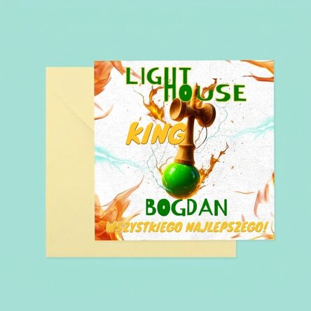 Spersonalizowana kwadratowa kartka z napisem – Lighthouse King