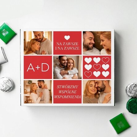 Spersonalizowane pudełko cukierków z 5 zdjęciami i napisem – Love