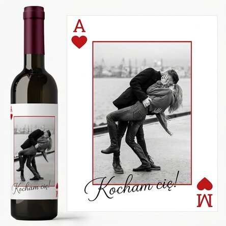 Wino z indywidualnym nadrukiem tekstu i zdjęcia – I love you!