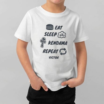 Bawełniana koszulka dla dzieci z nadrukiem – Eat, sleep, kendama, repeat