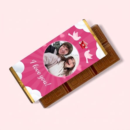 Mini chocolate bar personalised with photo and message - Love