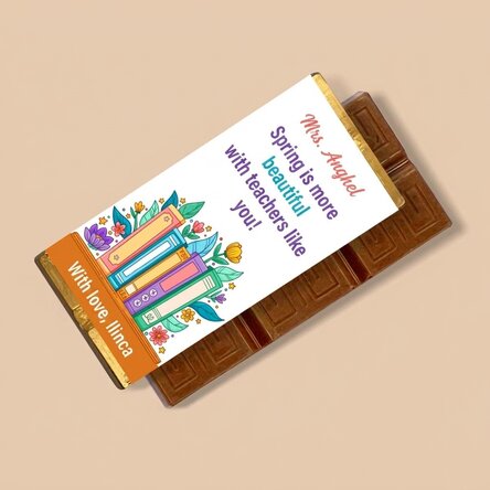 Mini chocolate bar personalised with text for teachers