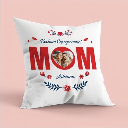 Spersonalizowana poduszka ze zdjęciem i napisem – Mama