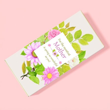 Personalised chocolate with a spring message for mum