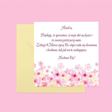 Spersonalizowana kwadratowa kartka z napisem – Kwiaty