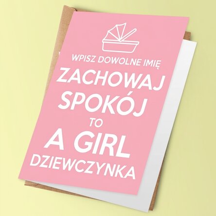 Spersonalizowana kartka z życzeniami – KEEP CALM IT'S A GIRL