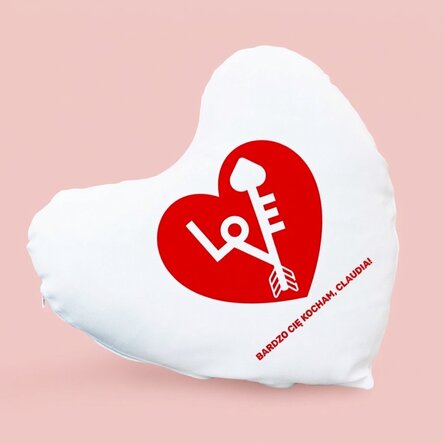 Spersonalizowana poduszka w kształcie serca – #love