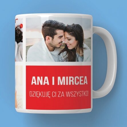 Spersonalizowany kubek z 5 zdjęciami i napisem