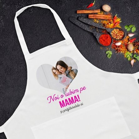 Personalised apron with a photo and text - We Love