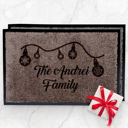 Customised indoor entrance mat - Christmas baubles