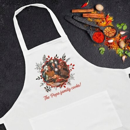 Personalised Christmas apron with a photo and text