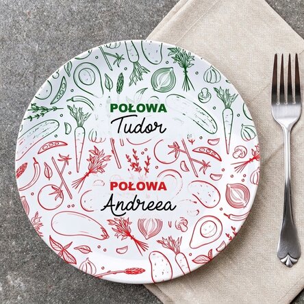 Spersonalizowany talerz z napisem – „Na pół”