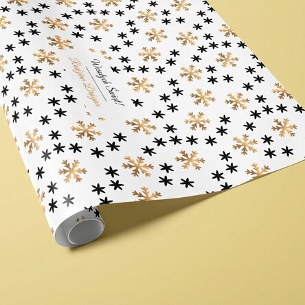 Spersonalizowany papier do pakowania prezentów z napisem w ramce – Snowflakes