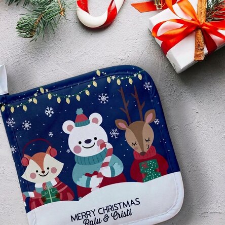 Personalised hot pot holder with text - Christmas Night