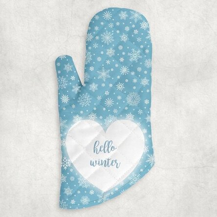 Personalised oven glove with text - Hello Winter
