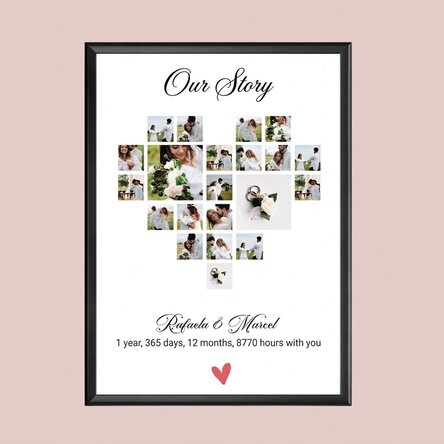 Personalised canvas with text and 21 photos - Our story