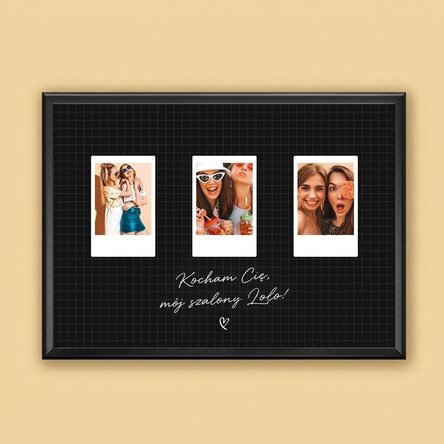 Spersonalizowany obrazek z napisem i trzema zdjęciami w formacie Polaroid – Najlepsi przyjaciele