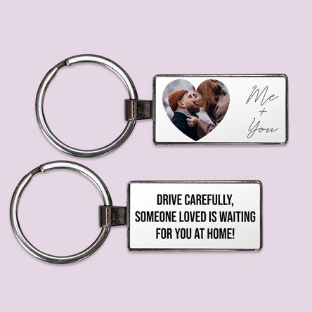 Personalised keyring with text and photo - Heart