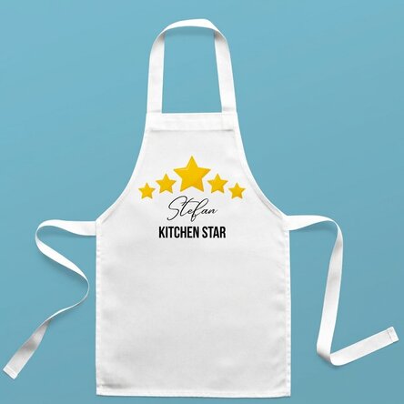 Personalised children's apron with text - Star in the kitchen