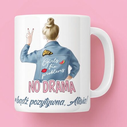 Spersonalizowany kubek z napisem – No drama