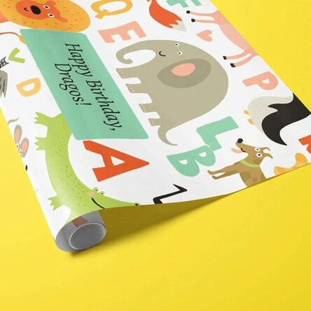 Personalised gift wrapping paper with text - Animals