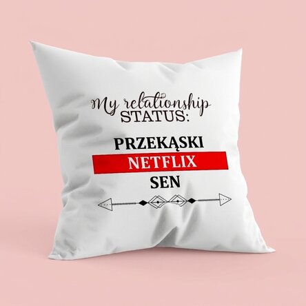 Spersonalizowana poduszka z napisem – Status związku