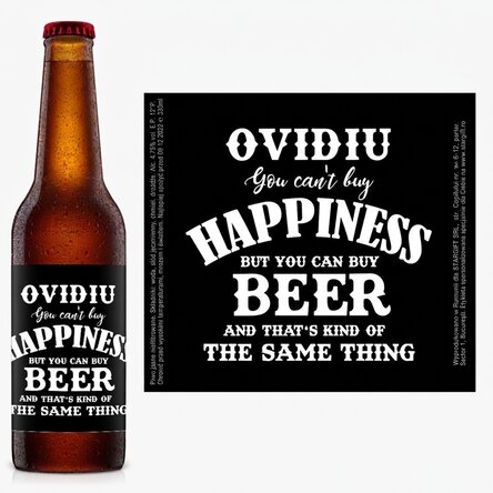 Piwo z indywidualnym napisem – Beer is Happiness