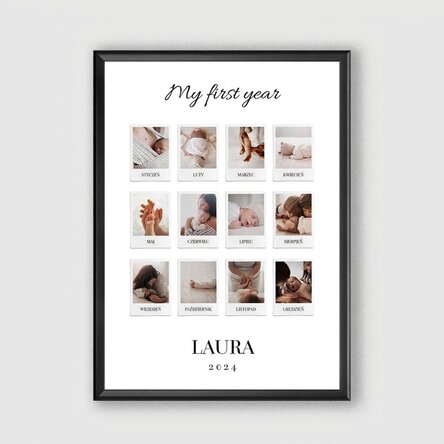 Spersonalizowany obrazek z napisem i 12 zdjęciami – My First Year