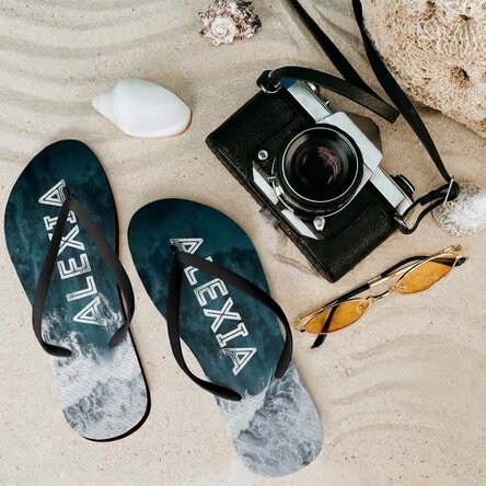 Personalised flip-flops with name - Ocean