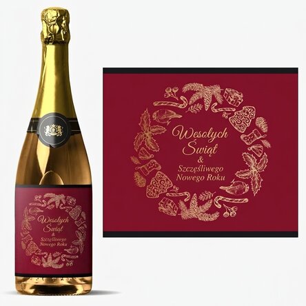 Wino musujące z indywidualnym napisem – Christmas Spirit