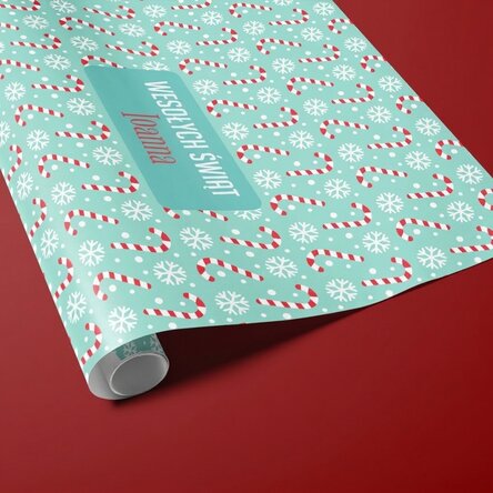 Papier do pakowania prezentów z indywidualnym napisem w ramce – Candycane