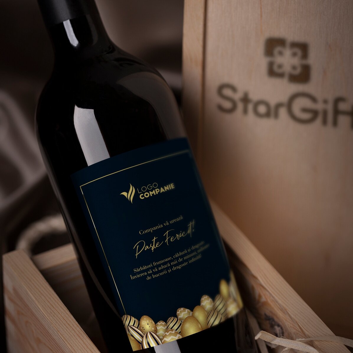 Personalised wine with logo and text for Easter