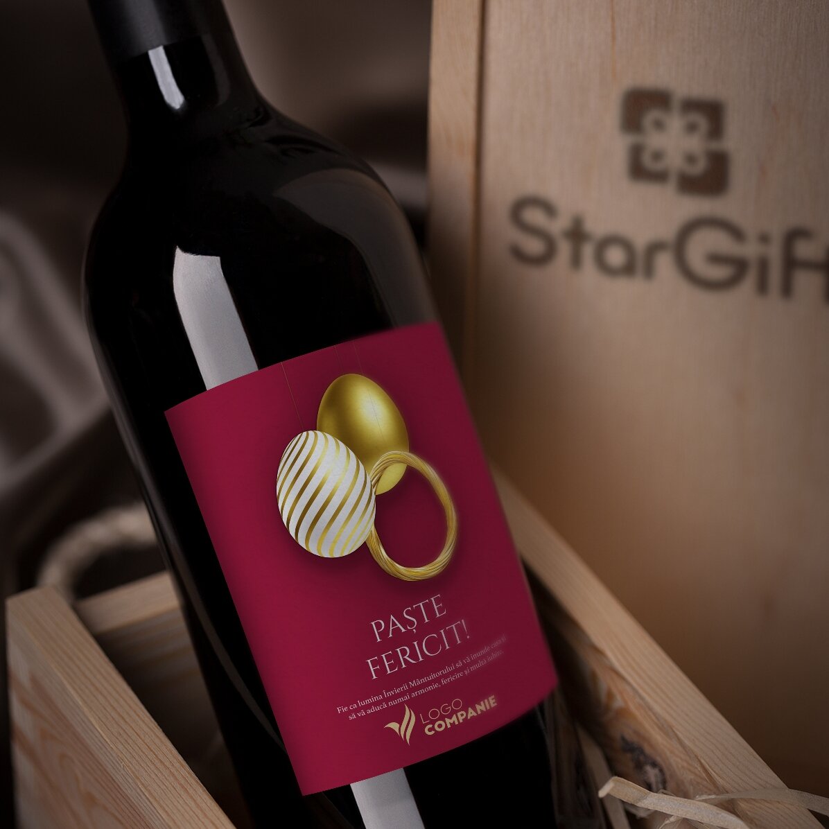 Wino z indywidualnym nadrukiem tekstu i logo – Wesołych Świąt Wielkanocnych!