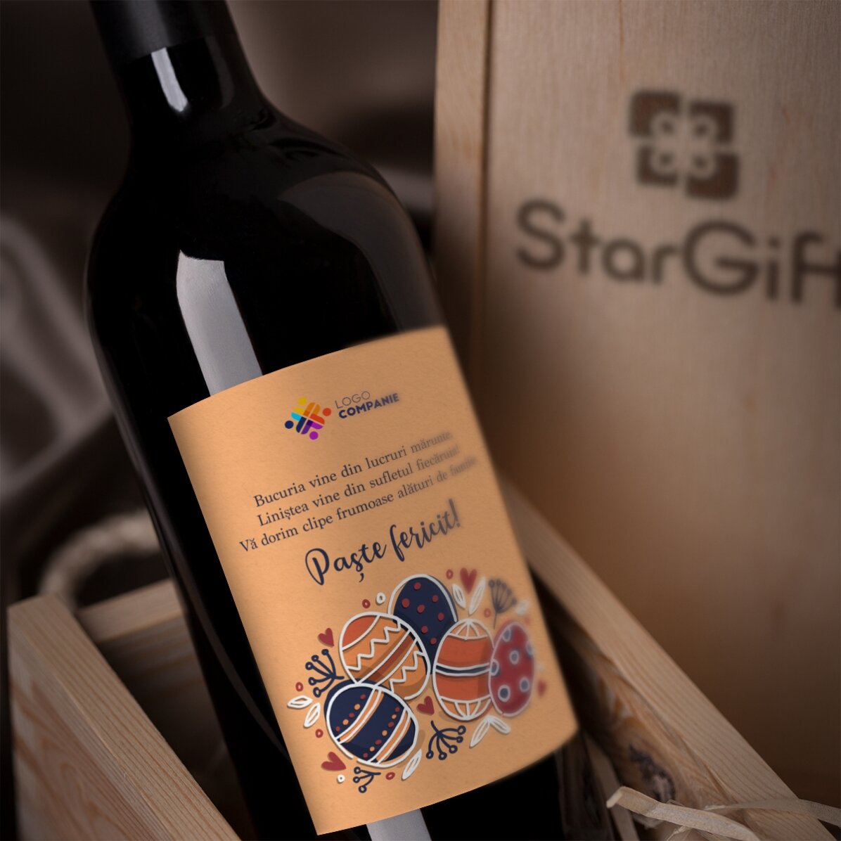 Wino z indywidualnym nadrukiem tekstu i logo na Wielkanoc