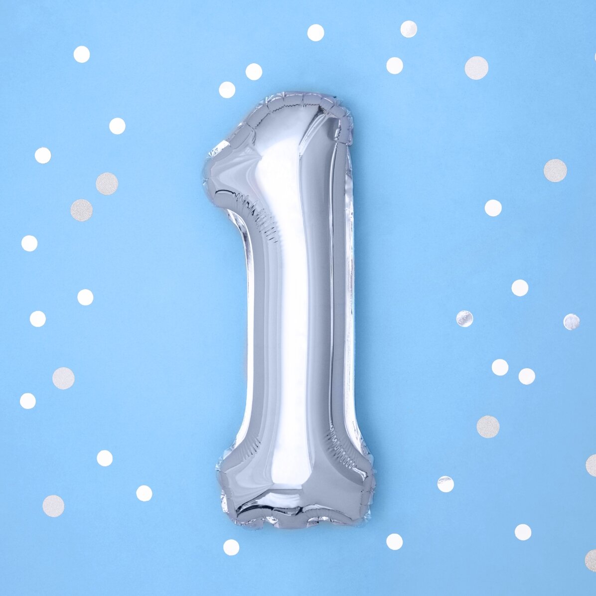 Balony – srebrne cyfry, 35 cm
