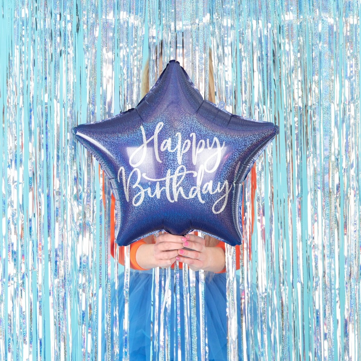 Balonik – niebieska gwiazdka „Happy Birthday”