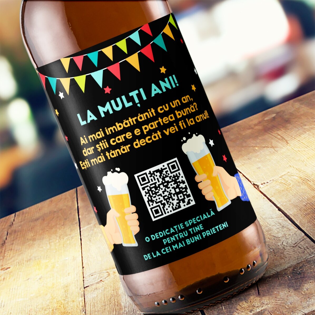 Piwo z indywidualnym nadrukiem zawierającym kod QR i napis – „Happy Birthday”