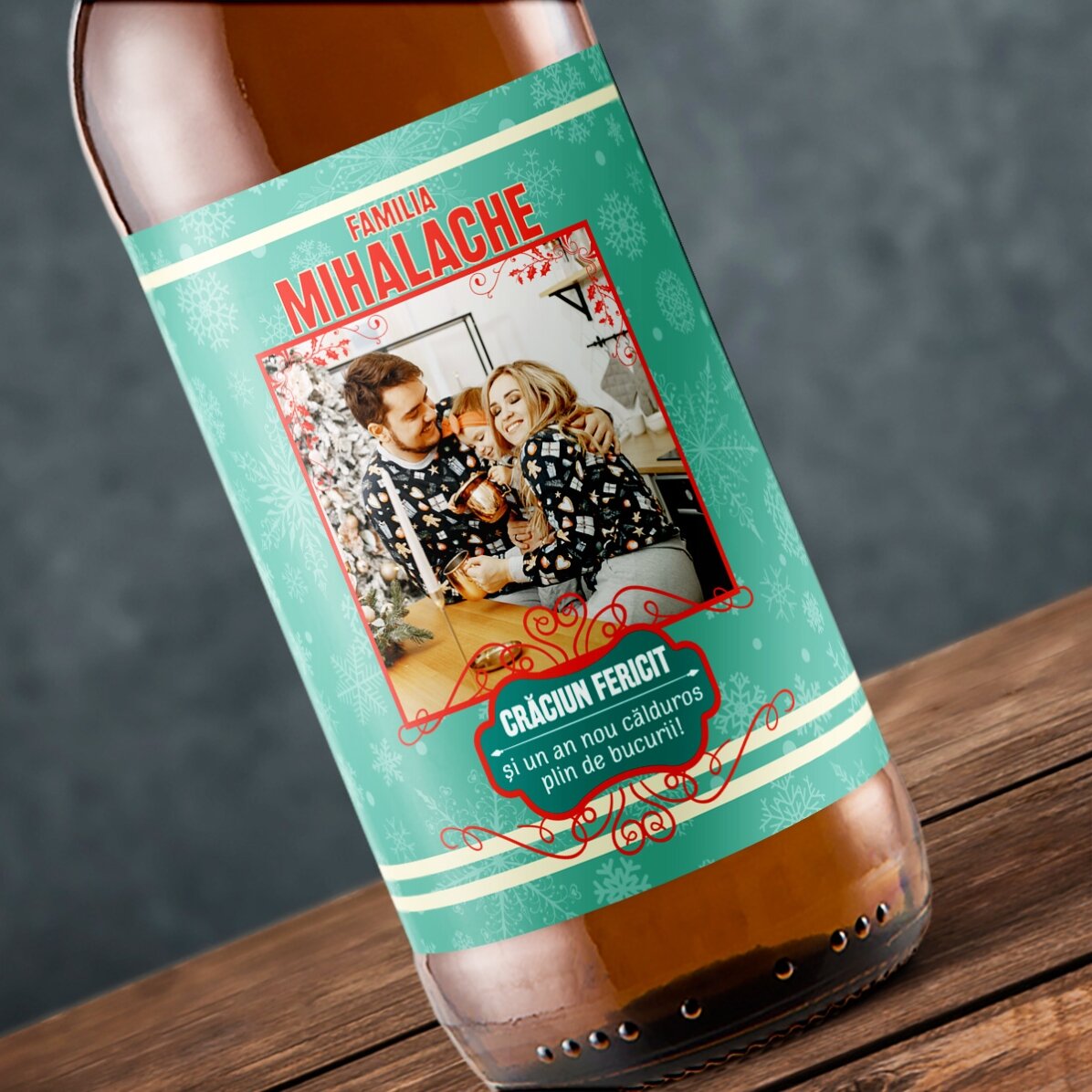 Piwo z własnym zdjęciem i napisem – Vintage Christmas